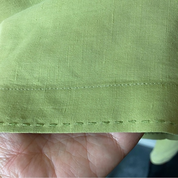 Citron Santa Monica Sz TXL Green Fan Buttons Blazer Jacket Silk Linen - Picture 7 of 9